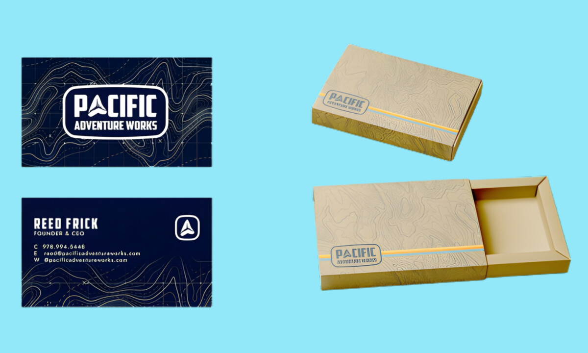 Mountain icon within bold wordmark badge