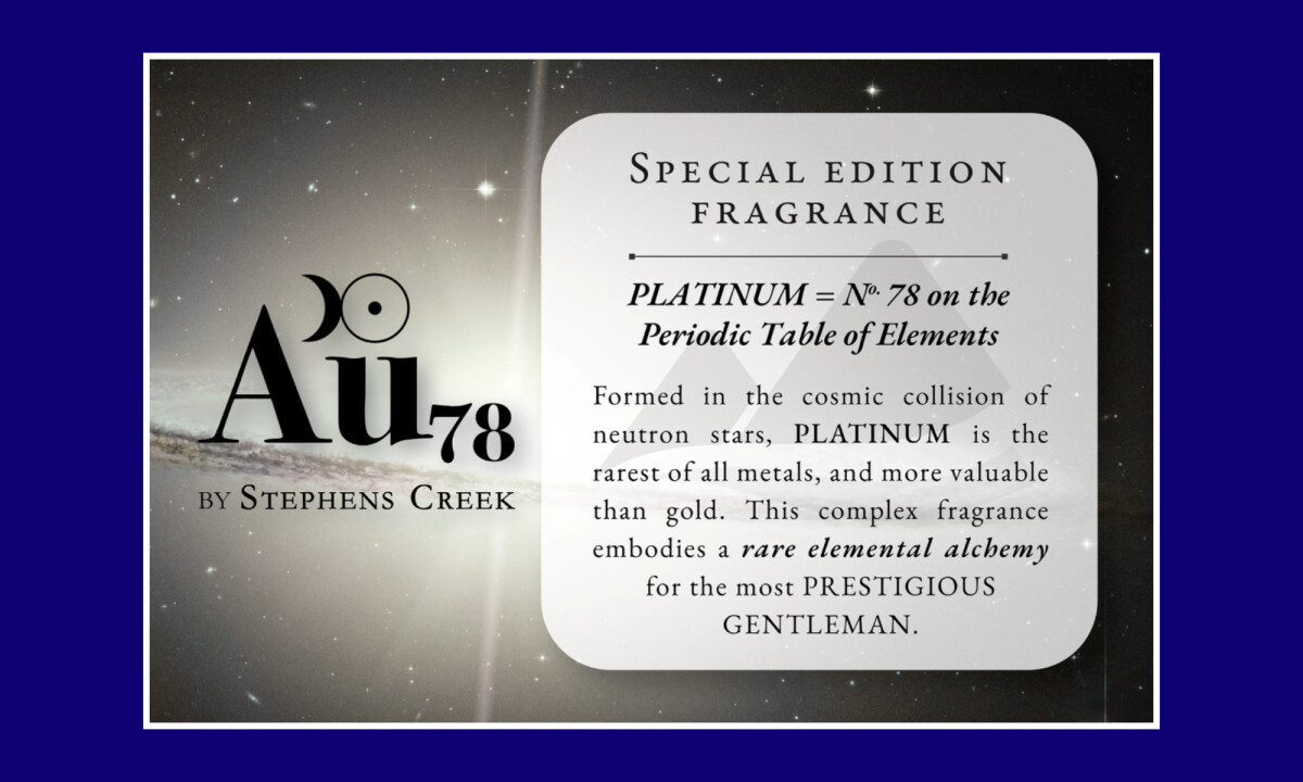 Celestial-inspired branding referencing platinum’s rarity