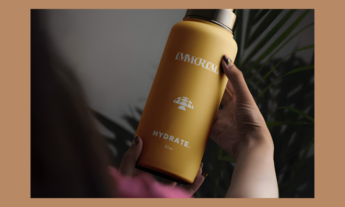 Matte bottle with restrained typographic identity