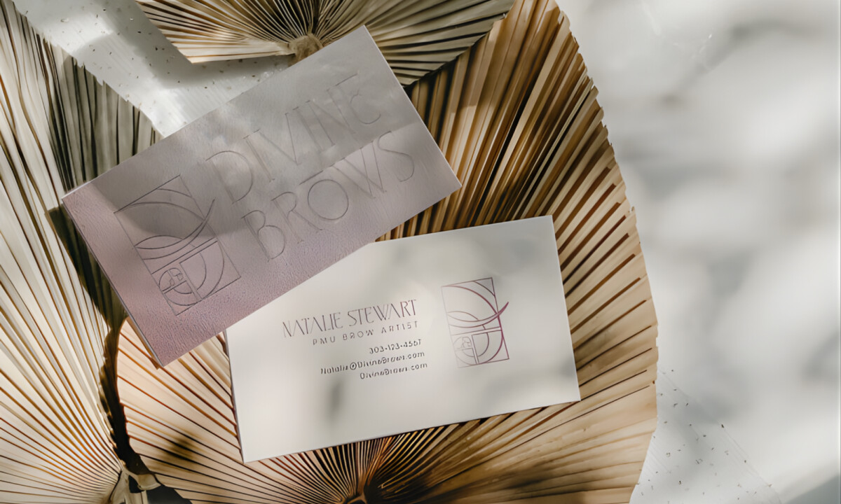 Embossed logo showcasing golden ratio construction