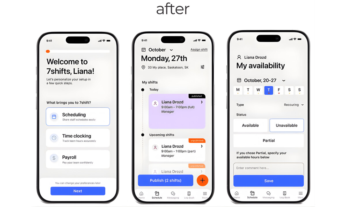 After mobile scheduling interface redesign