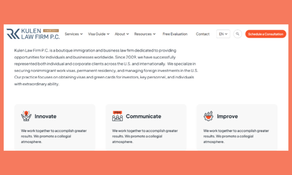Kulen Law Firm website design by The Graphic Stuido LLC.