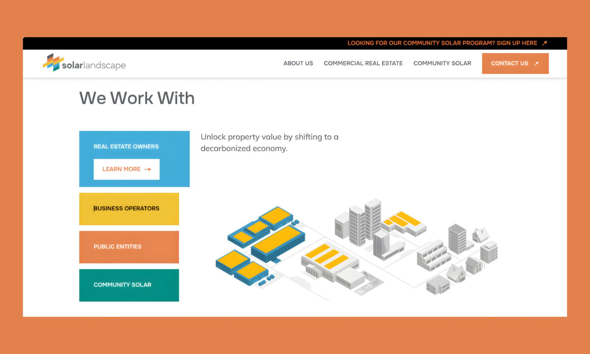 Audience-based navigation for distinct solar stakeholders