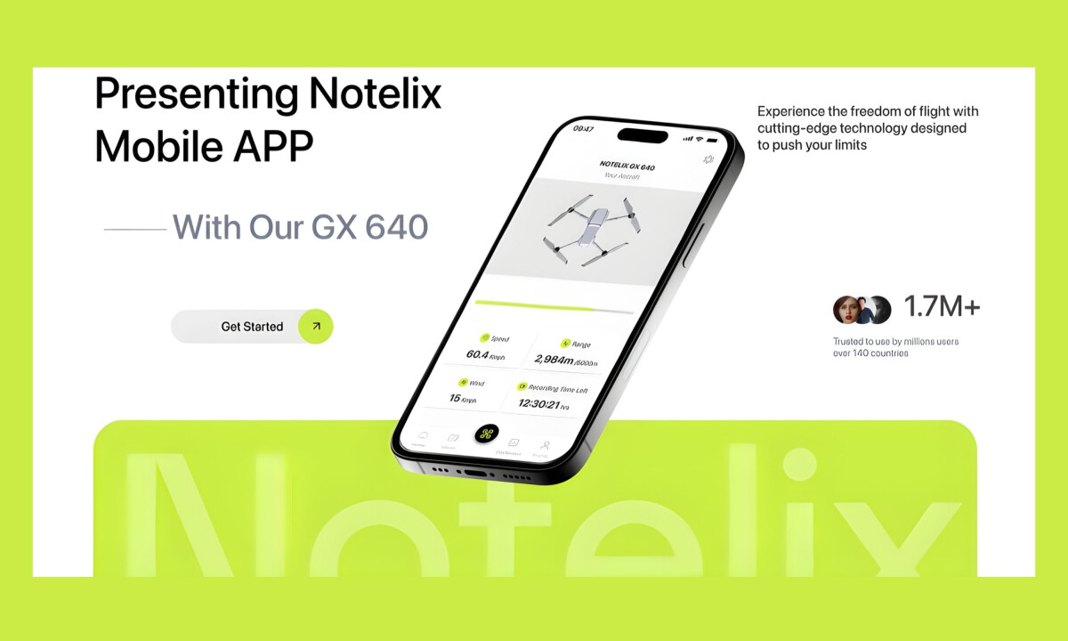 Hero section introducing Notelix mobile app