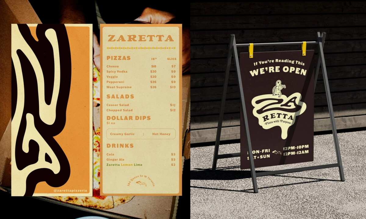 Menu layout and exterior sandwich board signage