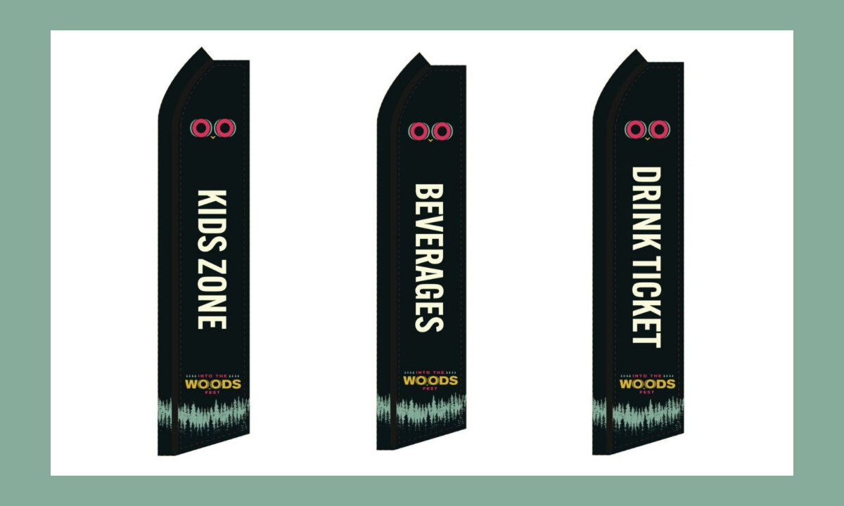 Wayfinding banners for Kids Zone, Beverages, and Drink Tickets