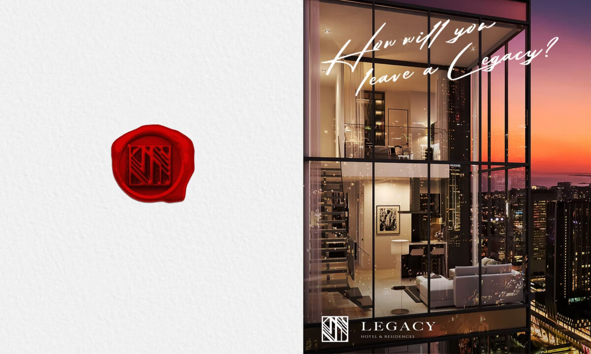 Embossed monogram seal and campaign poster