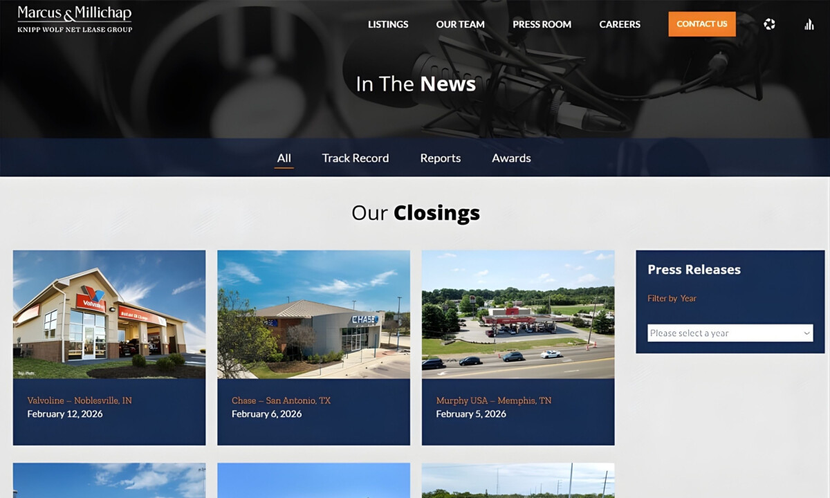 Closings and press releases section