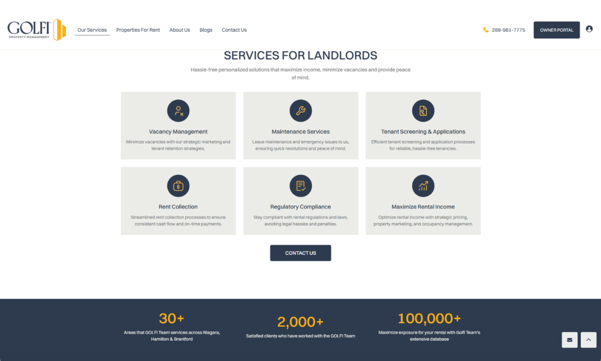 GOLFI Property Management Website Design