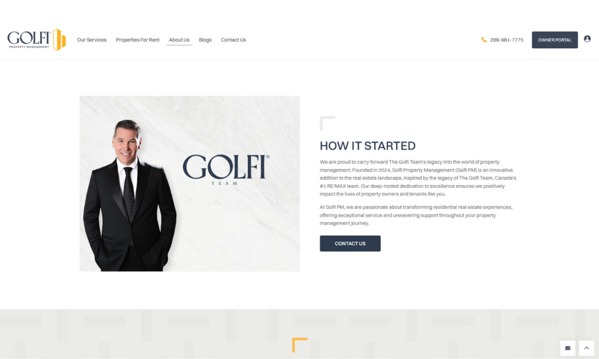 GOLFI Property Management Website Design
