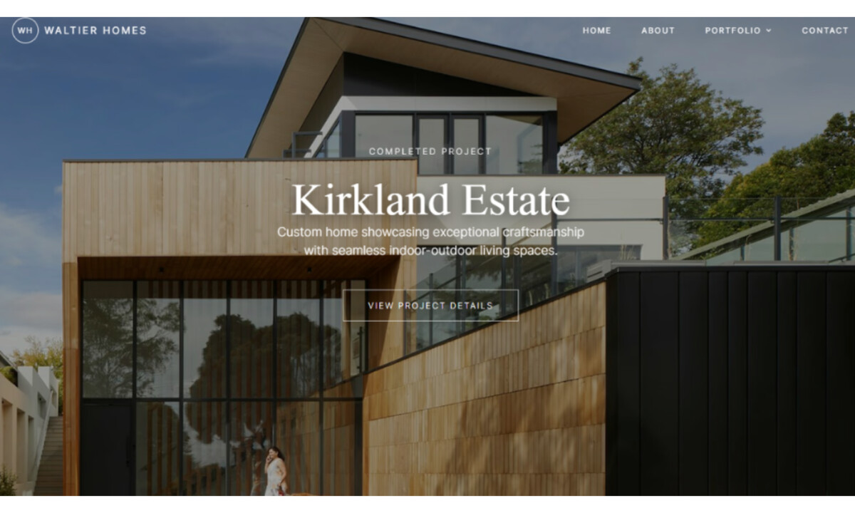 Waltier Homes website design by Swift Dev.