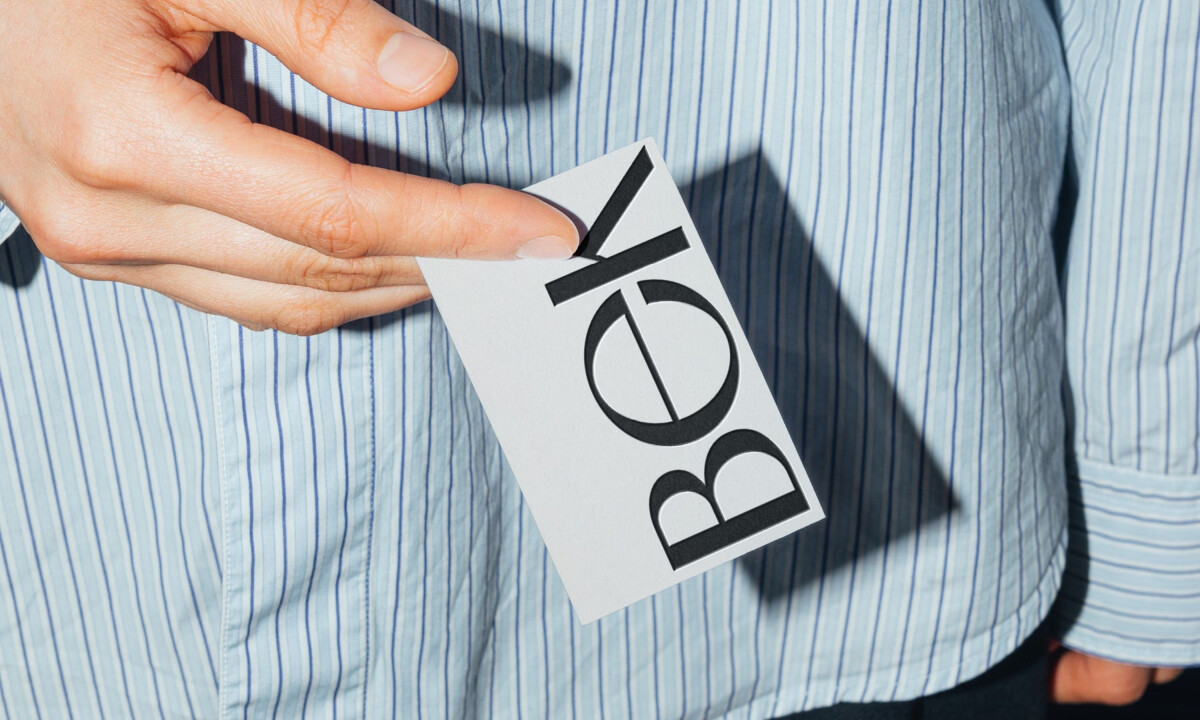 BEK logotype on precision-printed business card