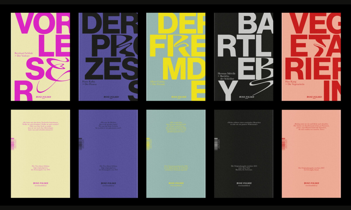 Color-coded cover system showcasing modernist grid and hand-drawn disruption