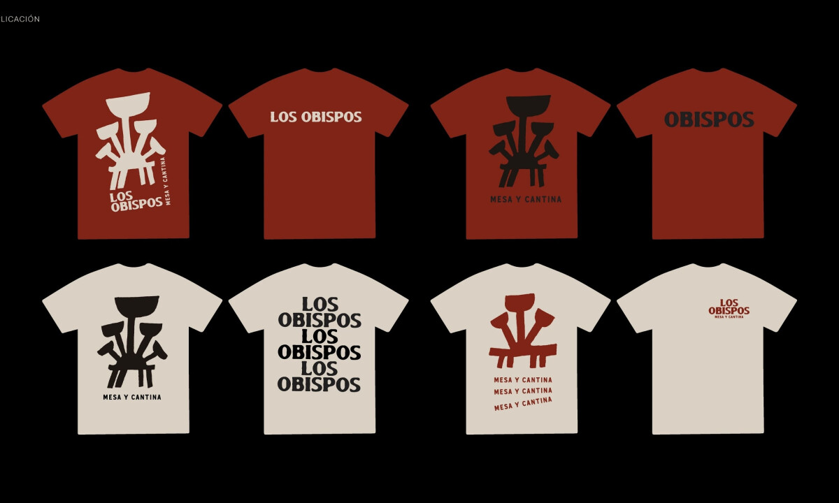 Branded merchandise featuring bold typographic and symbol variations