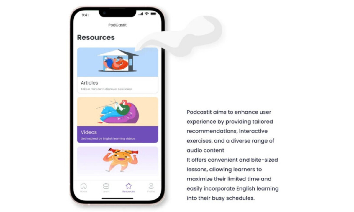 Resource cards organize articles and videos