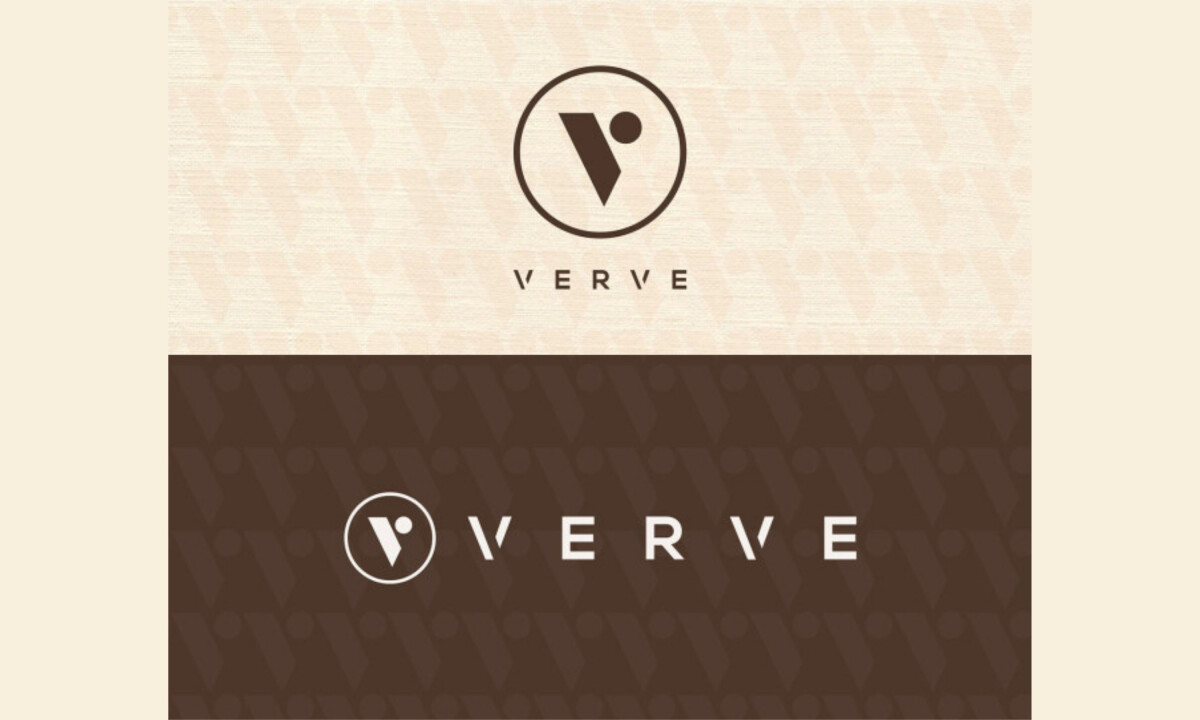 Circular V emblem conveys balance and motion