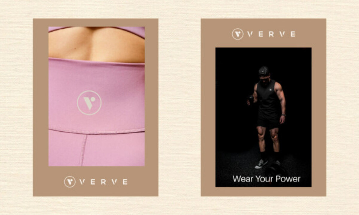 Circular V emblem conveys balance and motion