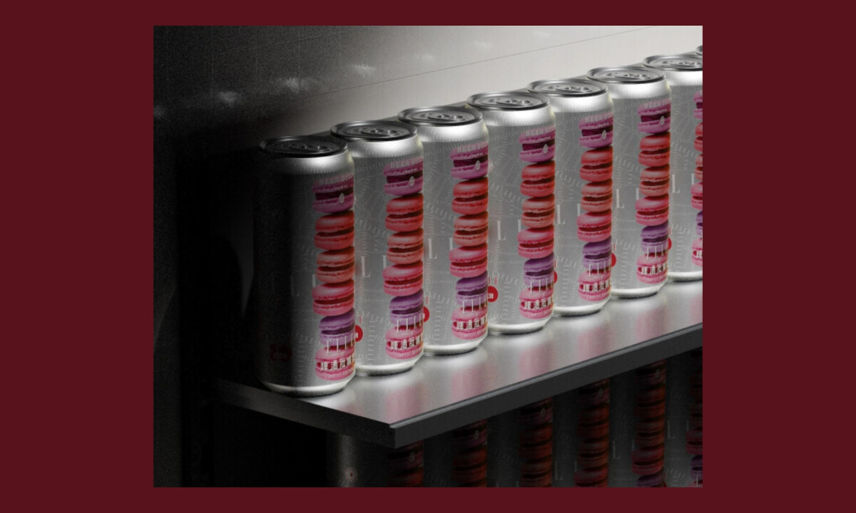 Macaron stack graphic transforms the can into a fashion statement