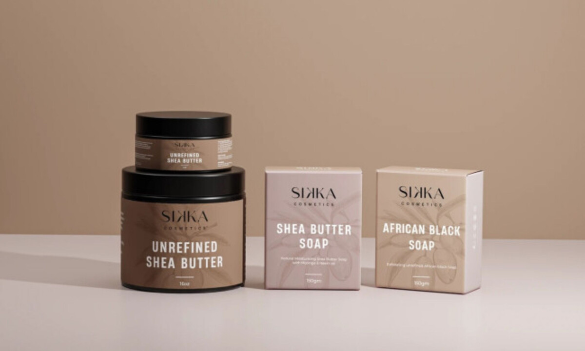 Earth-toned packaging reinforces natural, premium positioning