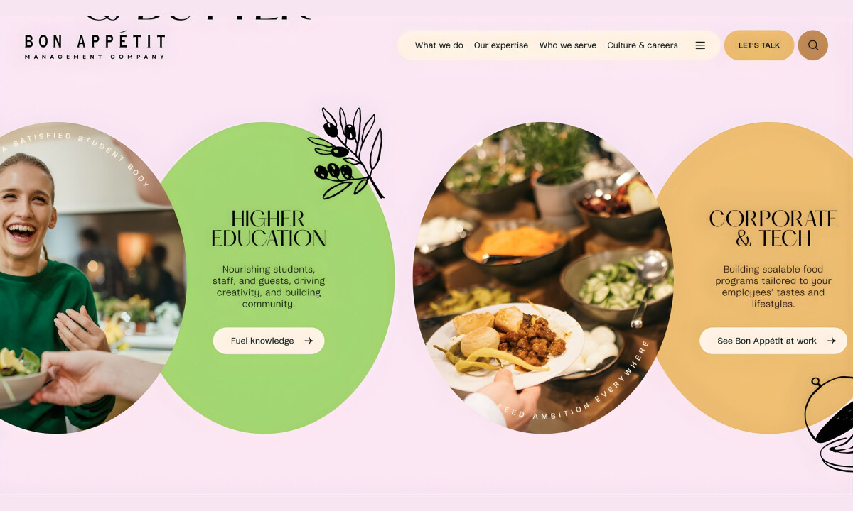 Homepage highlights sectors and brand warmth