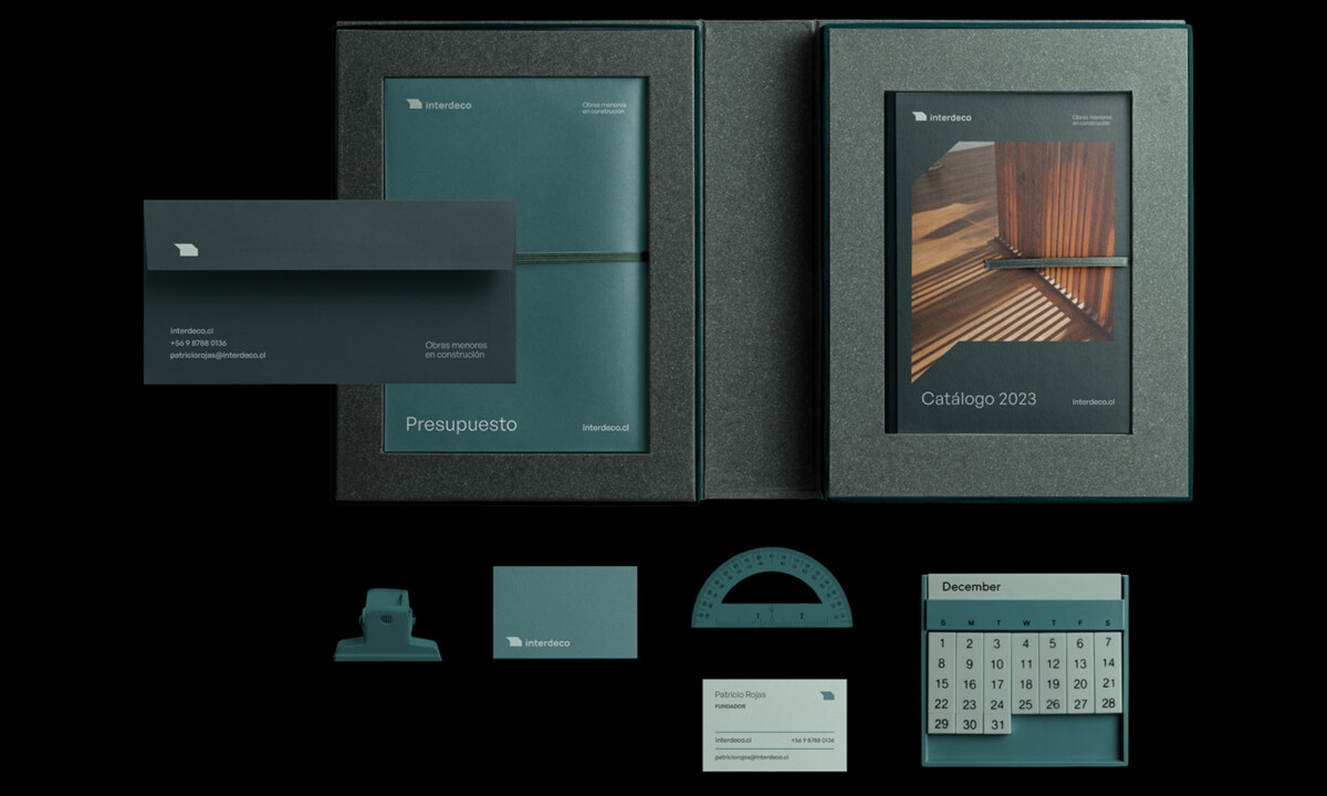 Stationery system showcases refined copper-green palette
