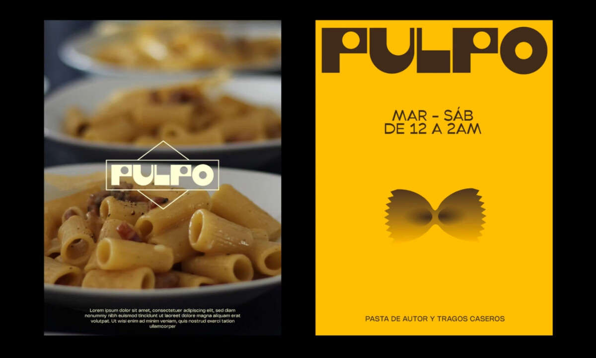 Pulpo logo applied over interior restaurant setting