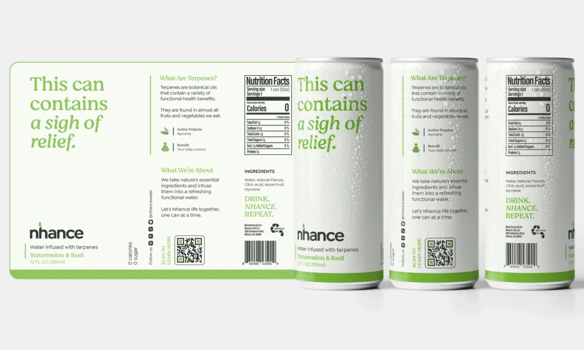 Bold typography on cans strengthens shelf impact and brand recognition