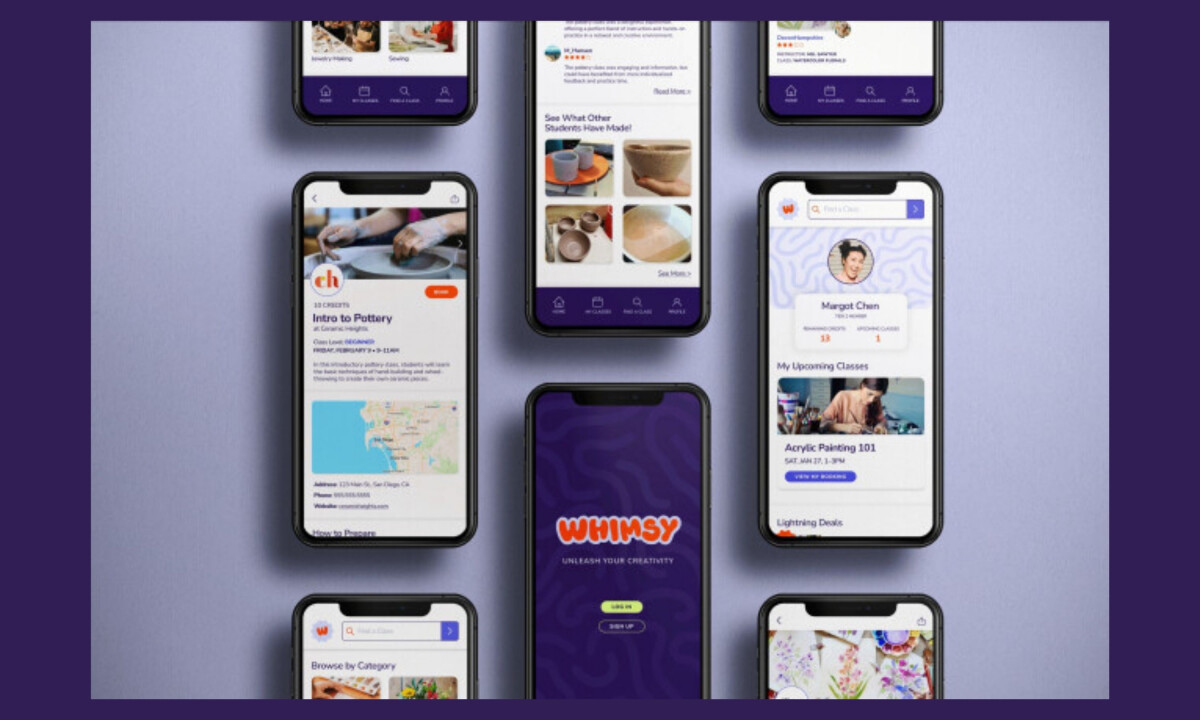 Mobile interface helps users discover and book local craft classes easily