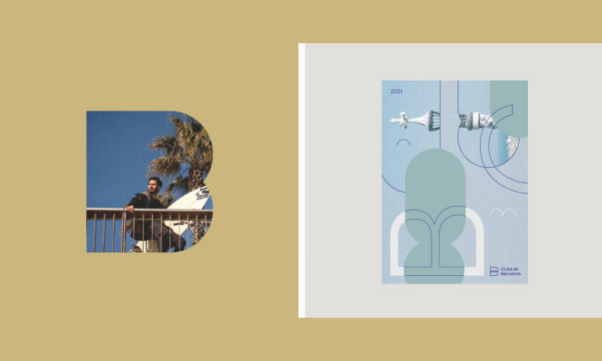 Geometric “B” mark frames imagery and anchors city branding