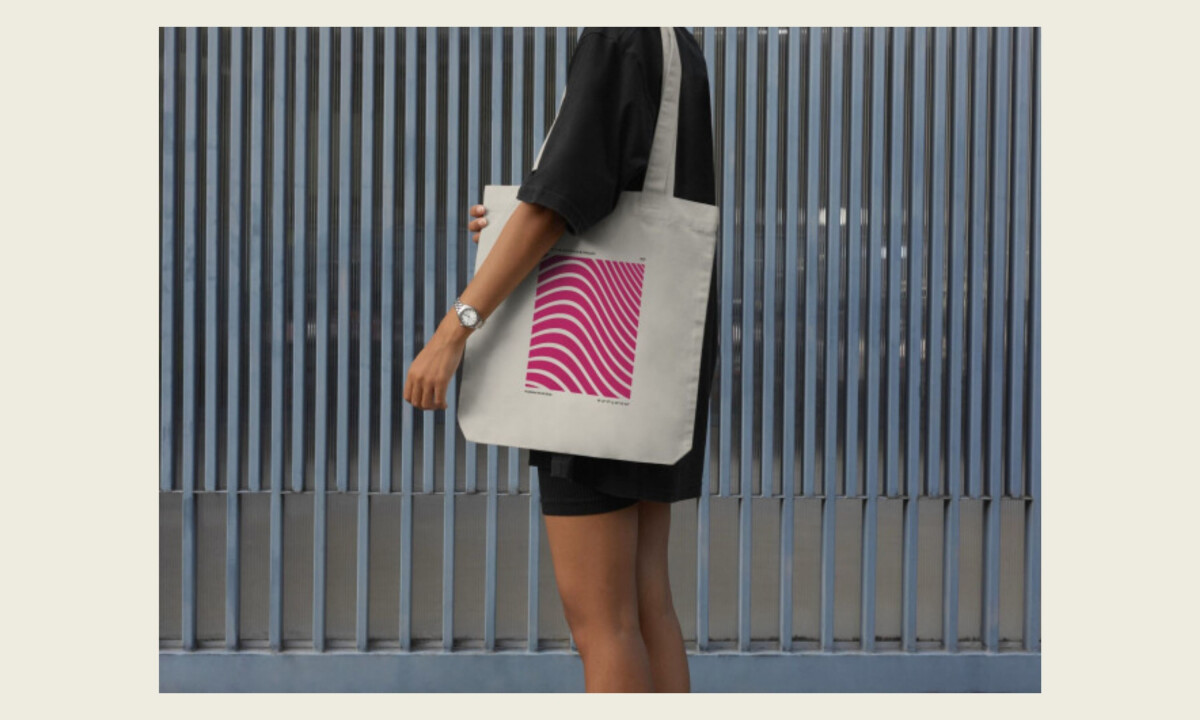 Wave pattern graphic extends brand language to merchandise and materials