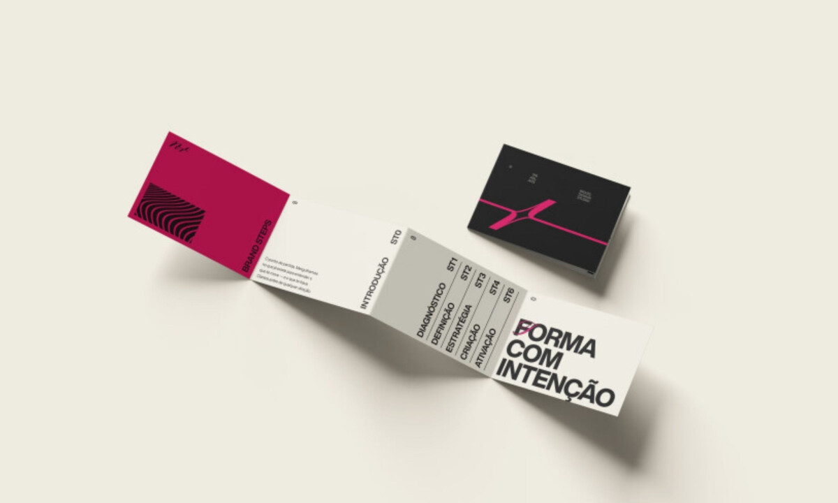 Structured booklet layout presents agency process and brand framework