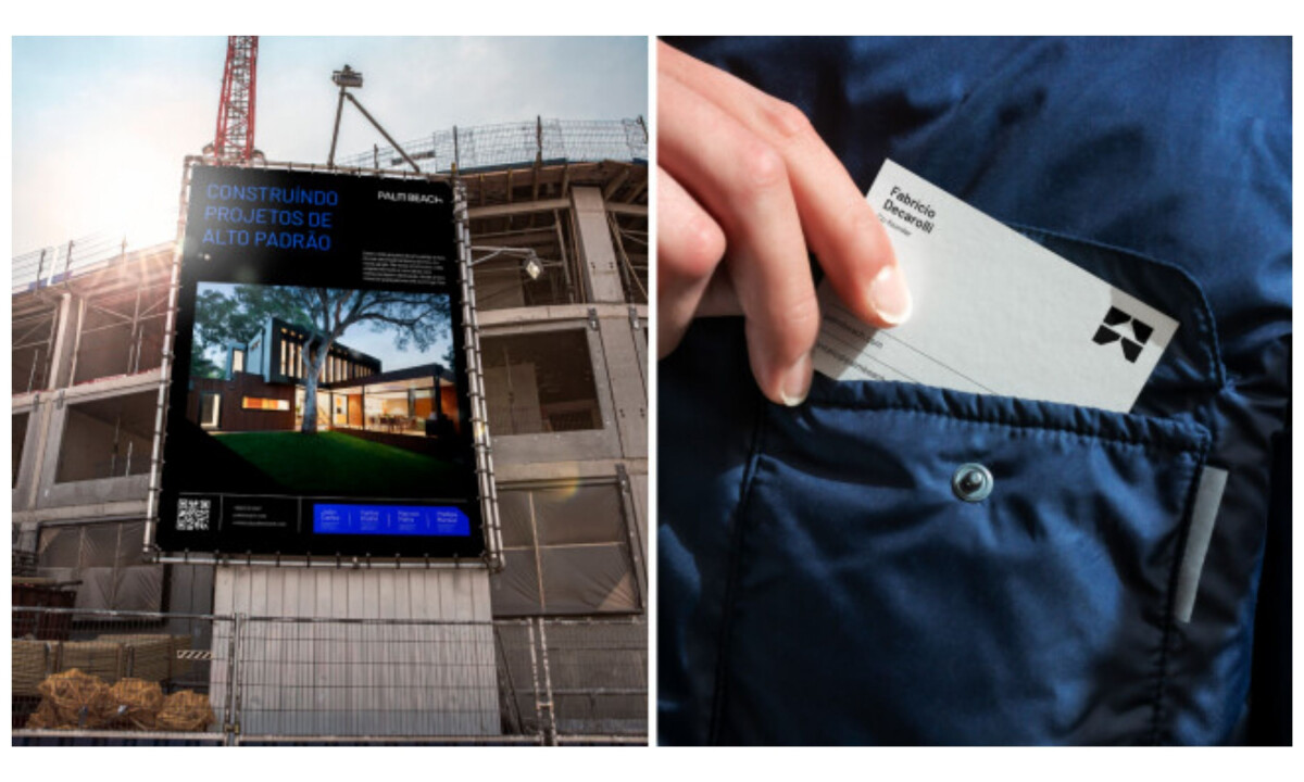 Large-scale construction signage promotes luxury residential developments