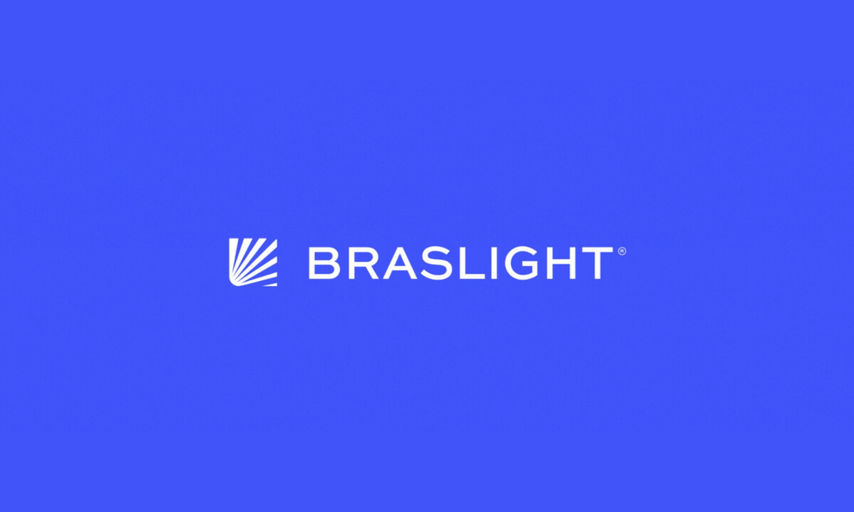 Braslight geometric logo with blue gradient