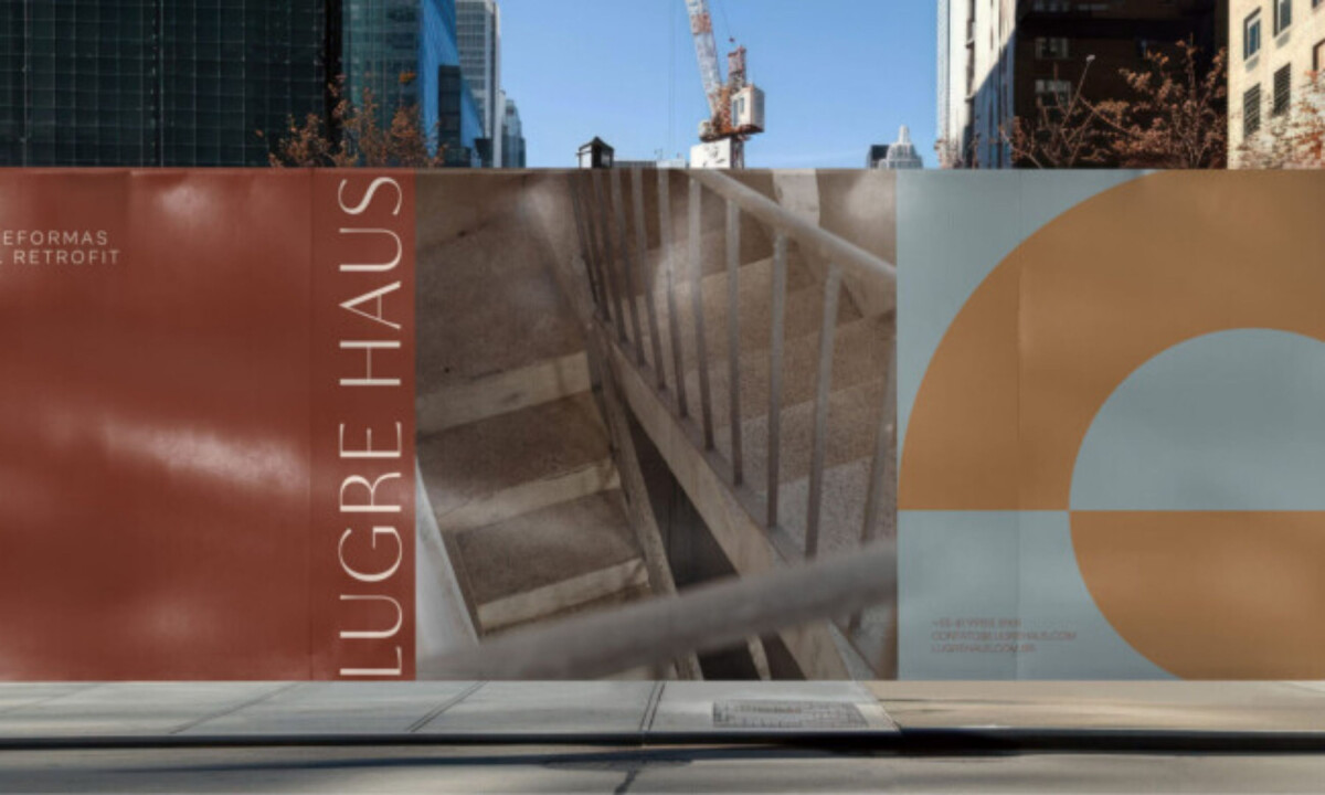 Construction signage applies Lugre Haus architectural graphics