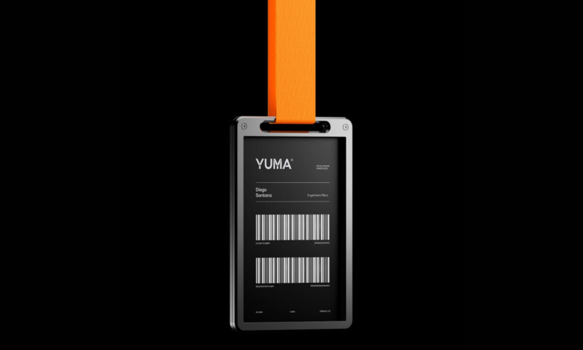 Employee badge applies Yuma industrial branding