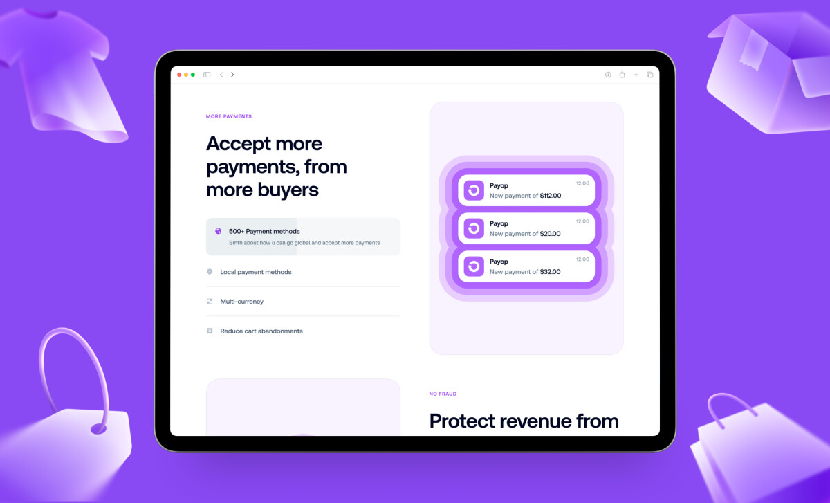 Dashboard preview highlights payment notifications interface