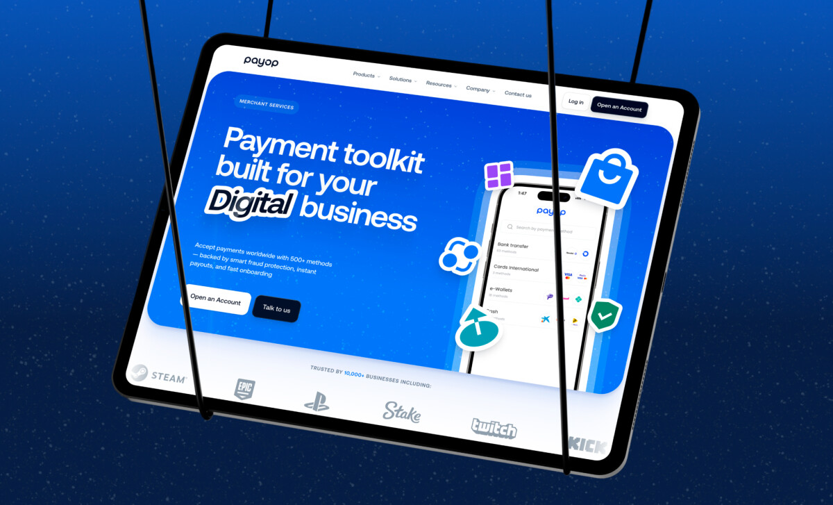 Homepage design showcases Payop global payment platform