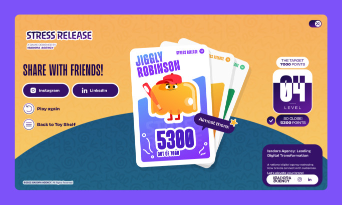 Stress Release Game website design by Isadora Marlow-Morgan.