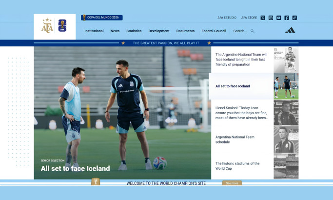 Argentinian Football Association Website Design by Proyectar