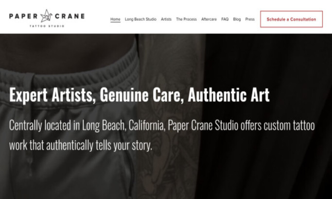 Paper Crane Tattoo Studio Web Design Analysis