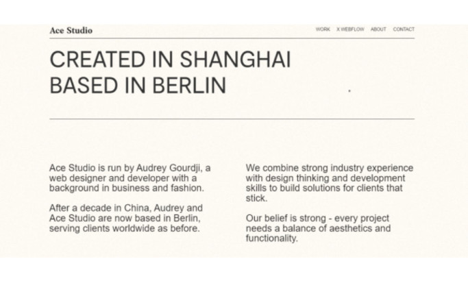 Ace Studio’s About Page Website Design