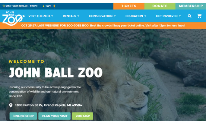 John Ball Zoo Website Design