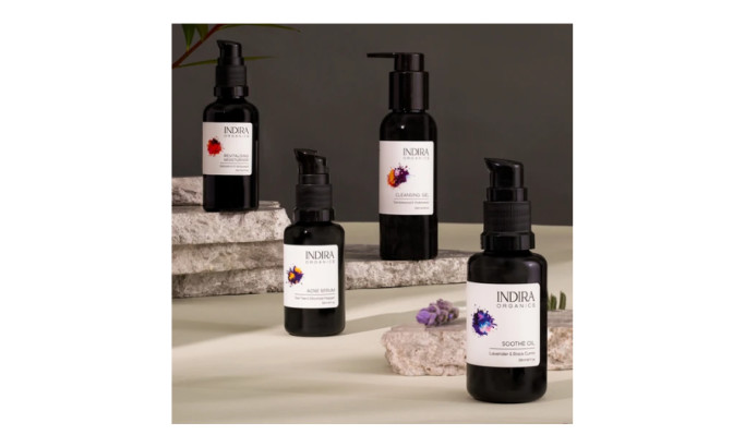 Indira Organics packaging design.