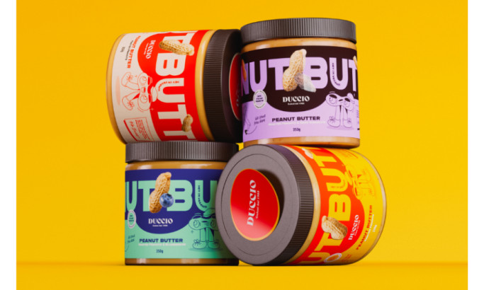 Duccio peanut butter packaging design.