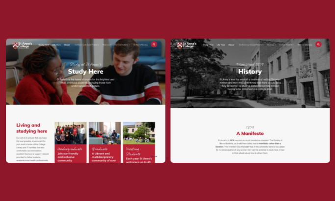 St Anne’s College, University of Oxford website design by TwentyThree.