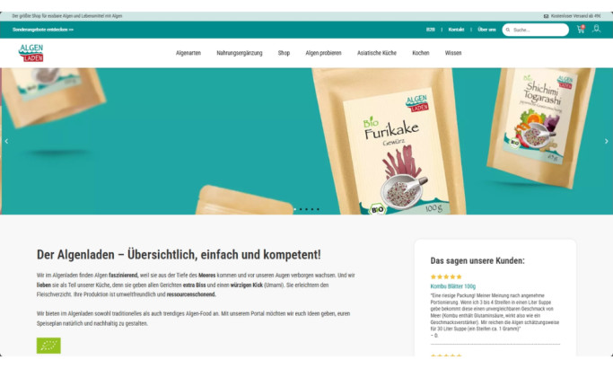 Algen Laden website design by Webboptimisterna.