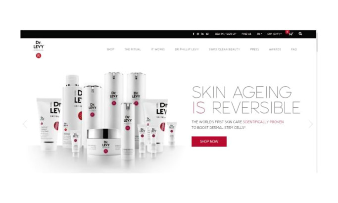 Homepage of Dr. LEVY Switzerland Product Catalog Website