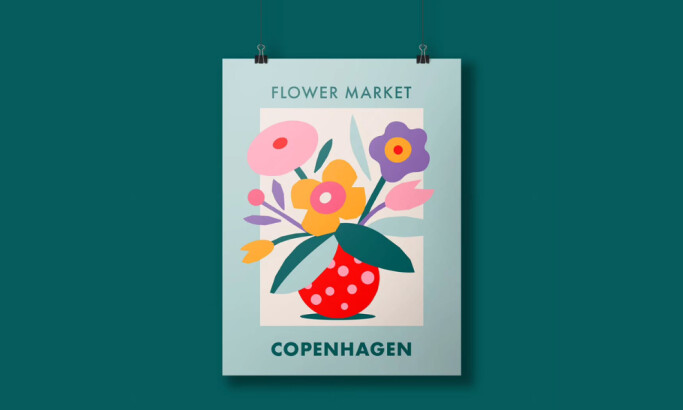 The Flower Market Copenhagen poster by Cherbear Creative Studio.