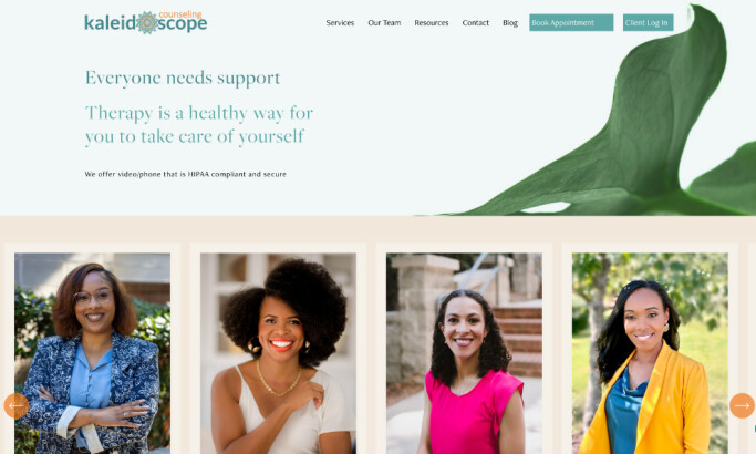 Kaleidoscope Counseling website design by Nadia Mousa Design
