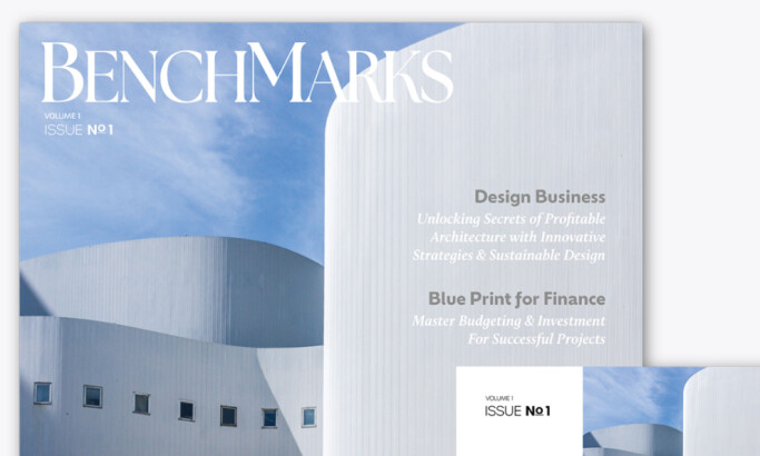 Benchmark print magazine design by Cover design A Bock Design, LLC.